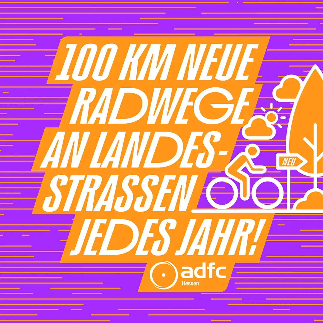 100 km neue Radwege an Landesstraßen jedes Jahr